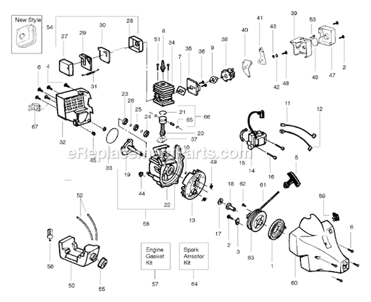 Page C Diagram and Parts List for XT600 Type 1 Weed Eater Trimmer